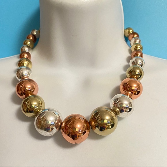 Chunky Mixed Metals Shiny Beads Necklace - Picture 6 of 8